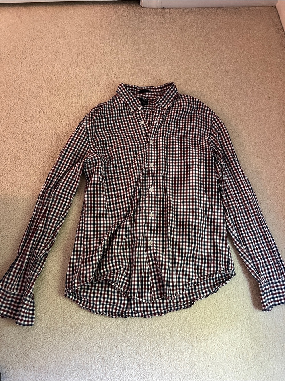 J. Crew Men's Navy, Red & White Checked Button-Down Shirt